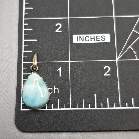 VTG Sterling Silver Larimar Teardrop Pendant 1 1/8" Dominican Republic 3.56g - Picture 7 of 8